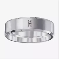 Mens 5MM Diamond Accent Natural White Diamond Titanium Wedding Band