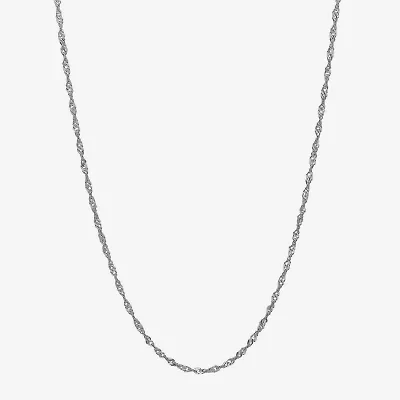14K White Gold 20" Sparkle Singapore Chain Necklace