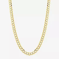14K Two Tone 5.7MM Pave Diamond Cut Curb Necklace
