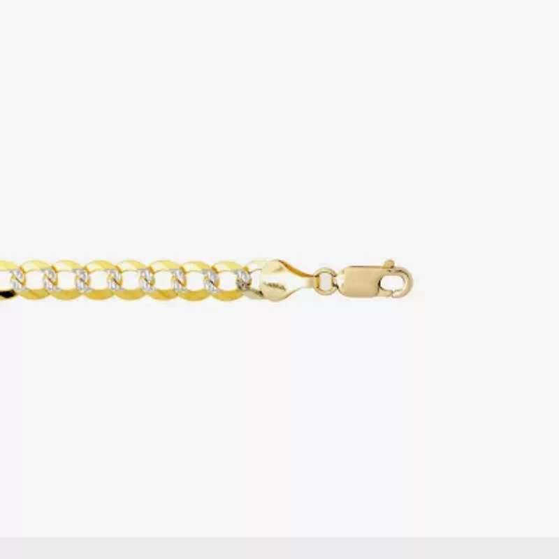 14K Two Tone 5.7MM Pave Diamond Cut Curb Necklace