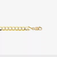 14K Two Tone 5.7MM Pave Diamond Cut Curb Necklace
