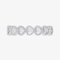 Womens 4MM 10K White Gold Heart Band