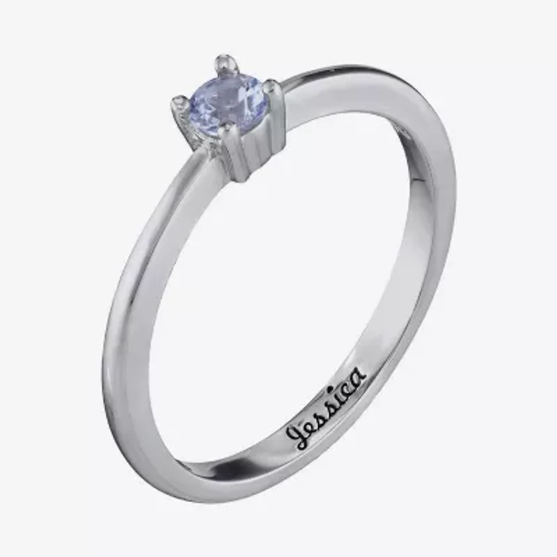 Personalized Girls Round Birthstone Ring