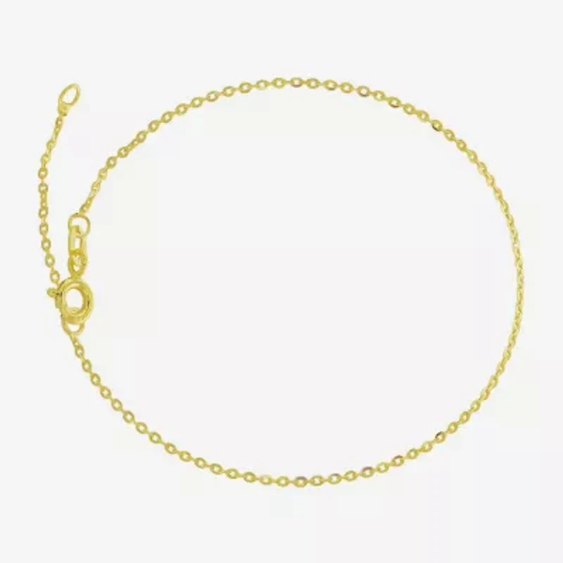 Womens 10K Gold 9 Inch Solid Rope Ankle Bracelet