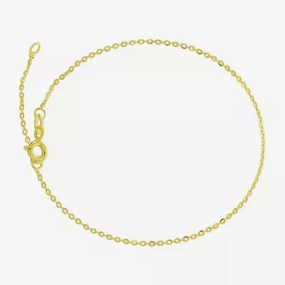 Womens 10K Gold 9 Inch Solid Rope Ankle Bracelet