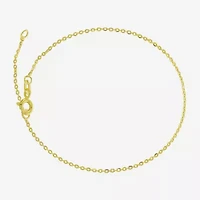 Womens 10K Gold 9 Inch Solid Rope Ankle Bracelet