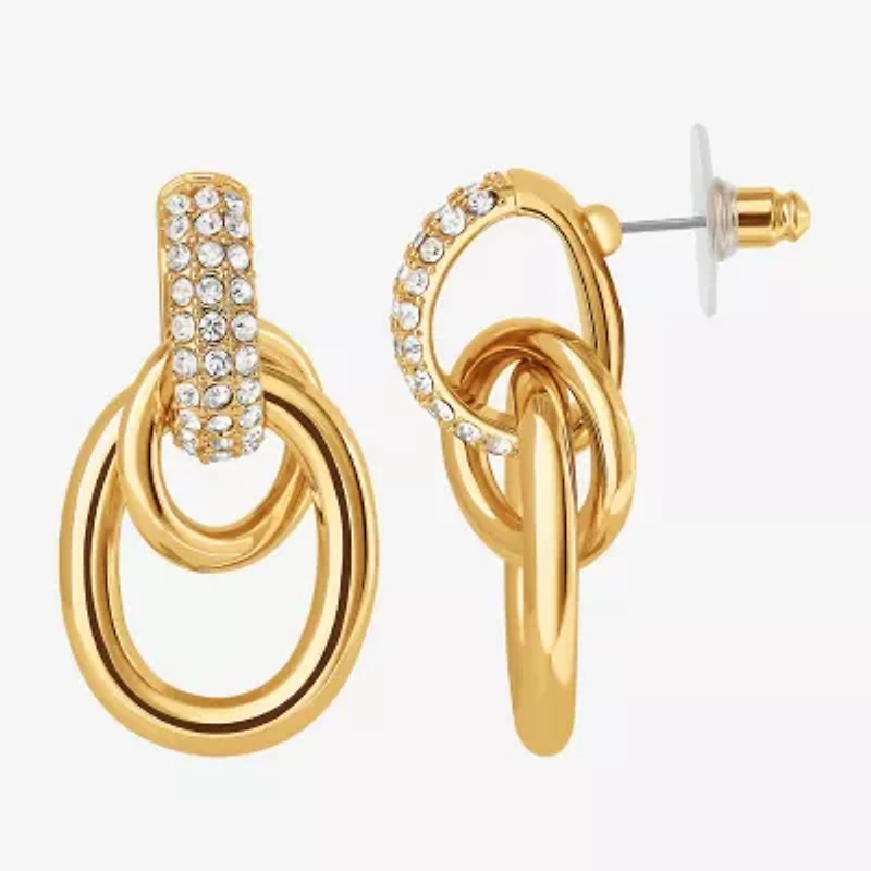 JS Jessica Simpson Gold Tone Womens Glass Drop Earrings