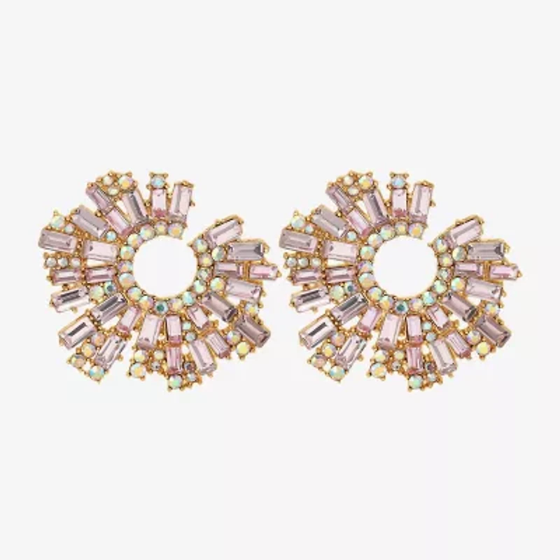 JS Jessica Simpson Gold Tone Womens Multi Color Glass Drop Earrings