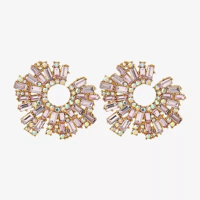 JS Jessica Simpson Gold Tone Womens Multi Color Glass Drop Earrings