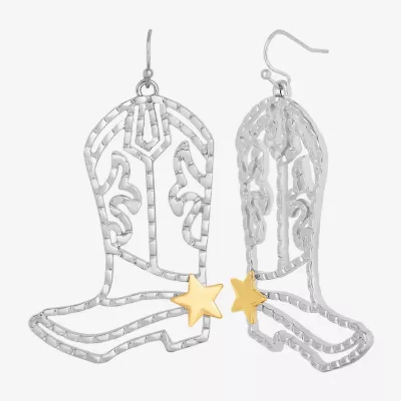 JS Jessica Simpson Gold Tone Boot Womens Drop Earrings