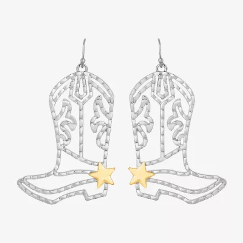 JS Jessica Simpson Gold Tone Boot Womens Drop Earrings