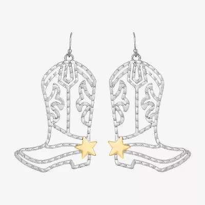 JS Jessica Simpson Gold Tone Boot Womens Drop Earrings