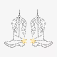 JS Jessica Simpson Gold Tone Boot Womens Drop Earrings