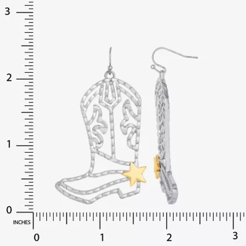 JS Jessica Simpson Gold Tone Boot Womens Drop Earrings
