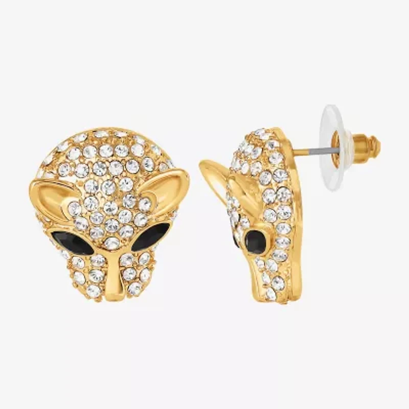 JS Jessica Simpson Gold Tone Leopard Womens Multi Color Glass Drop Earrings