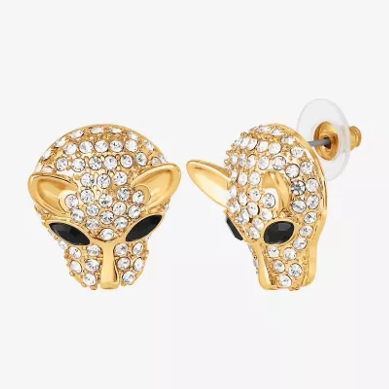 JS Jessica Simpson Gold Tone Leopard Womens Multi Color Glass Drop Earrings