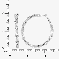 JS Jessica Simpson Silver Tone Womens Glass 51.2mm Hoop Earrings