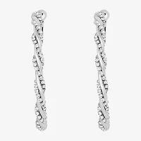 JS Jessica Simpson Silver Tone Womens Glass 51.2mm Hoop Earrings