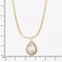JS Jessica Simpson Gold Tone Womens Glass Alloy 15 Inch Pendant Necklace