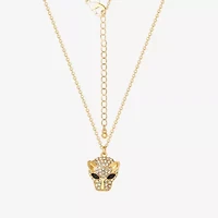 JS Jessica Simpson Gold Tone Leopard Womens Multi Color Glass Alloy 18 Inch Pendant Necklace