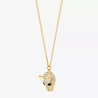 JS Jessica Simpson Gold Tone Leopard Womens Multi Color Glass Alloy 18 Inch Pendant Necklace