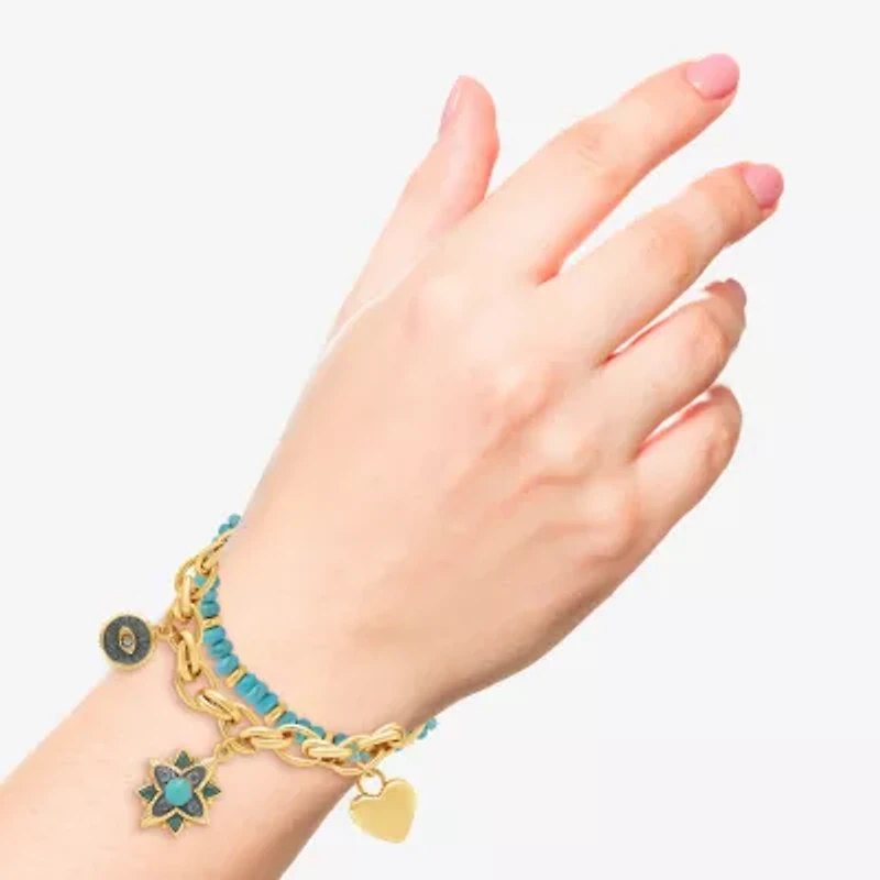 JS Jessica Simpson Gold Tone Womens 2-pc. Turquoise Turquoise Bracelet Set
