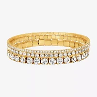 JS Jessica Simpson Gold Tone Womens 3-pc. Glass Bracelet Set
