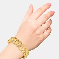 JS Jessica Simpson Gold Tone Womens Glass Stretch Bracelet