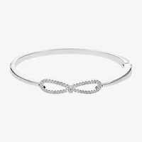 Sparkle Allure Womens Cubic Zirconia Pure Silver Over Brass Bow Bangle Bracelet