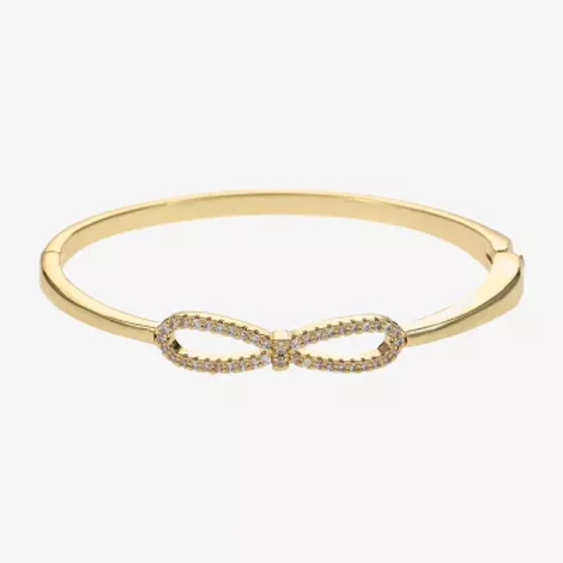 Sparkle Allure Womens Cubic Zirconia 14K Gold Over Brass Bow Bangle Bracelet