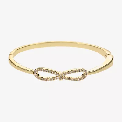 Sparkle Allure Womens Cubic Zirconia 14K Gold Over Brass Bow Bangle Bracelet