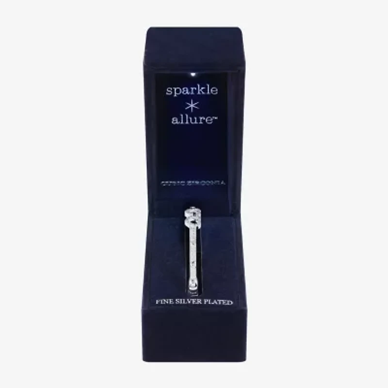 Sparkle Allure Womens Cubic Zirconia Pure Silver Over Brass Heart Bangle Bracelet