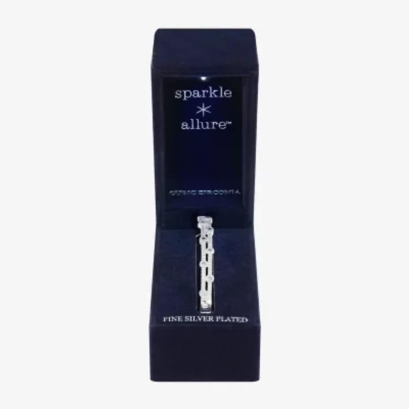 Sparkle Allure Womens Cubic Zirconia Pure Silver Over Brass Round Bangle Bracelet