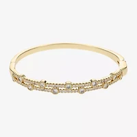 Sparkle Allure Womens Cubic Zirconia 14K Gold Over Brass Round Bangle Bracelet