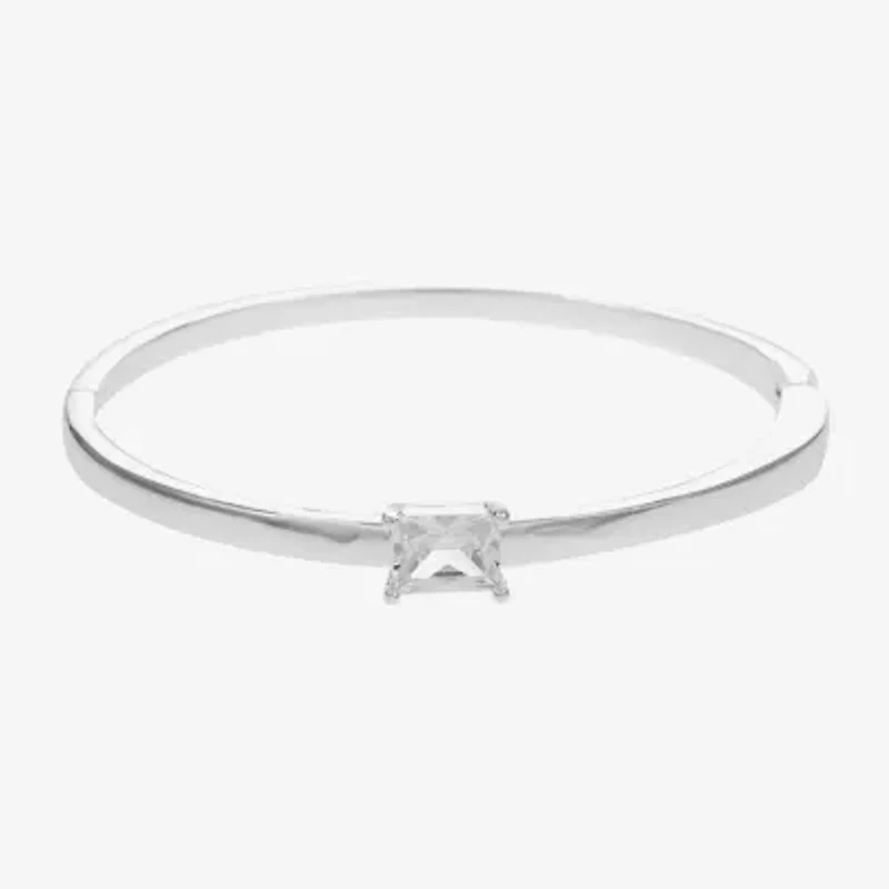 Sparkle Allure Womens Cubic Zirconia Pure Silver Over Brass Bangle Bracelet