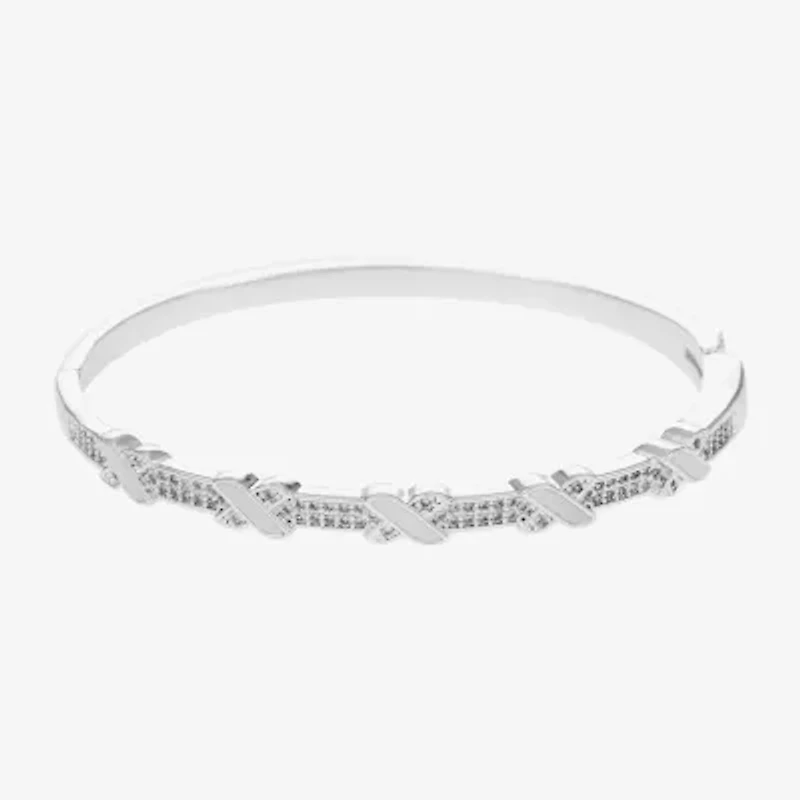 Sparkle Allure Womens Cubic Zirconia Pure Silver Over Brass Bangle Bracelet