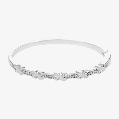 Sparkle Allure Womens Cubic Zirconia Pure Silver Over Brass Bangle Bracelet
