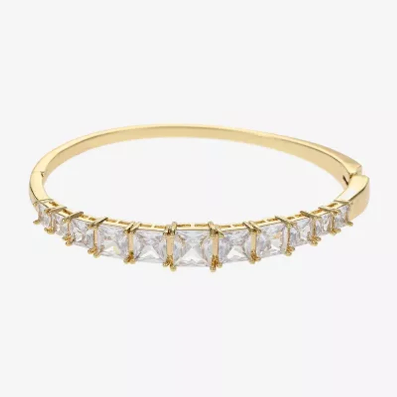 Sparkle Allure Womens Cubic Zirconia 14K Gold Over Brass Square Bangle Bracelet