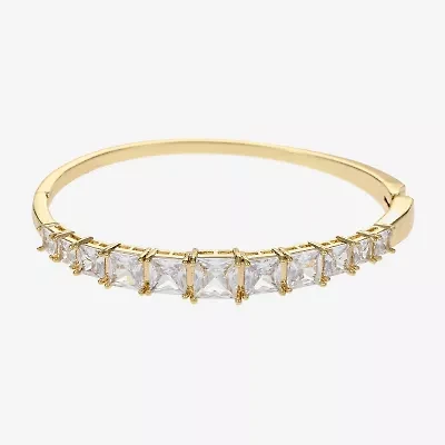 Sparkle Allure Womens Cubic Zirconia 14K Gold Over Brass Square Bangle Bracelet