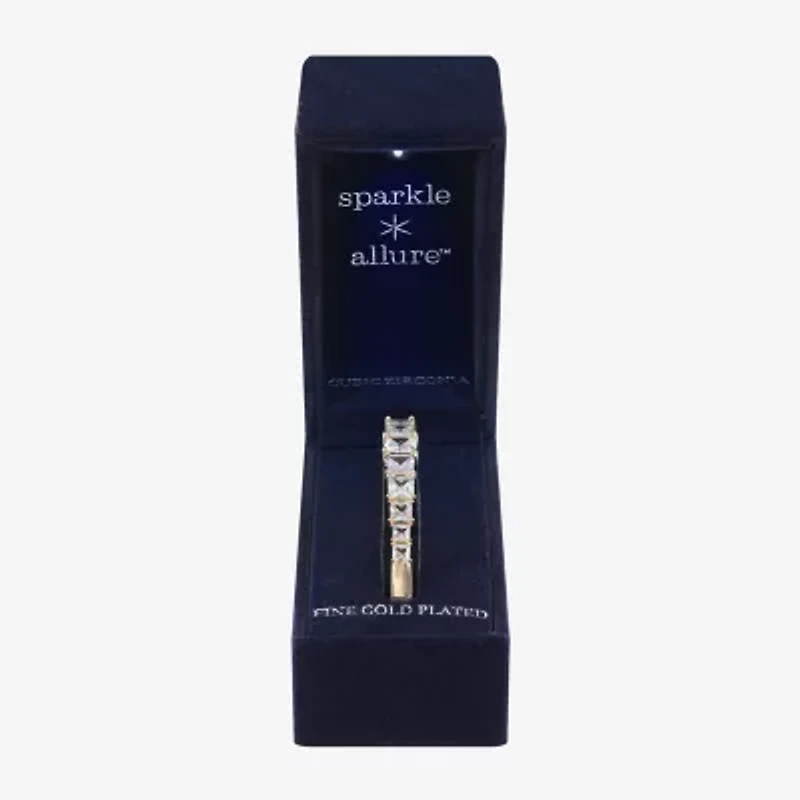 Sparkle Allure Womens Cubic Zirconia 14K Gold Over Brass Square Bangle Bracelet