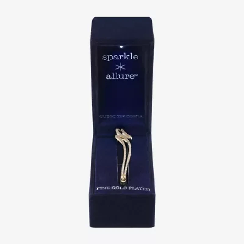 Sparkle Allure Womens Cubic Zirconia 14K Gold Over Brass Bangle Bracelet