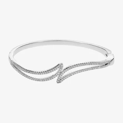 Sparkle Allure Womens Cubic Zirconia Pure Silver Over Brass Bangle Bracelet