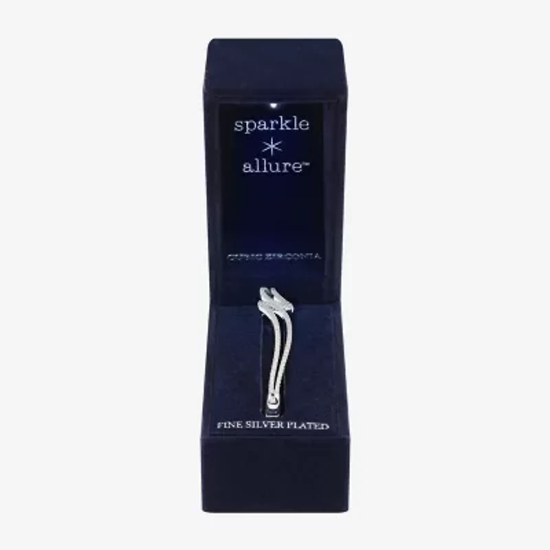 Sparkle Allure Womens Cubic Zirconia Pure Silver Over Brass Bangle Bracelet