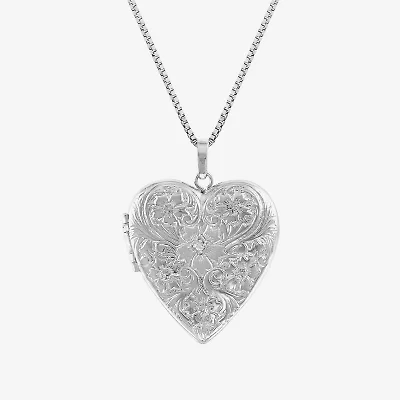 Limited Quantities! Womens White Diamond Sterling Silver 18 Inch Locket Necklace