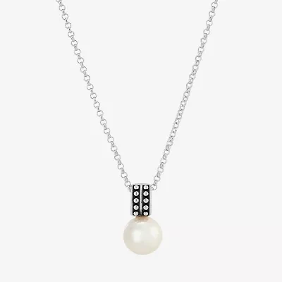 Limited Quantities! Womens White Cultured Freshwater Pearl Sterling Silver Round 18 Inch Pendant Necklace
