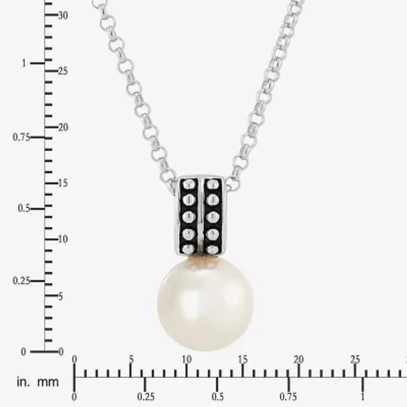 Limited Quantities! Womens White Cultured Freshwater Pearl Sterling Silver Round 18 Inch Pendant Necklace