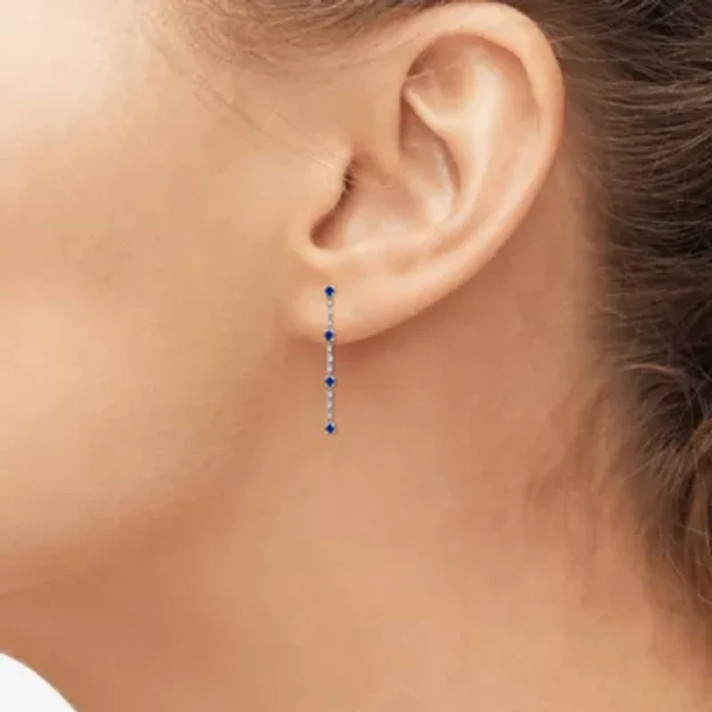Womens Diamond Accent Gemstone 10K Gold Drop Earrings