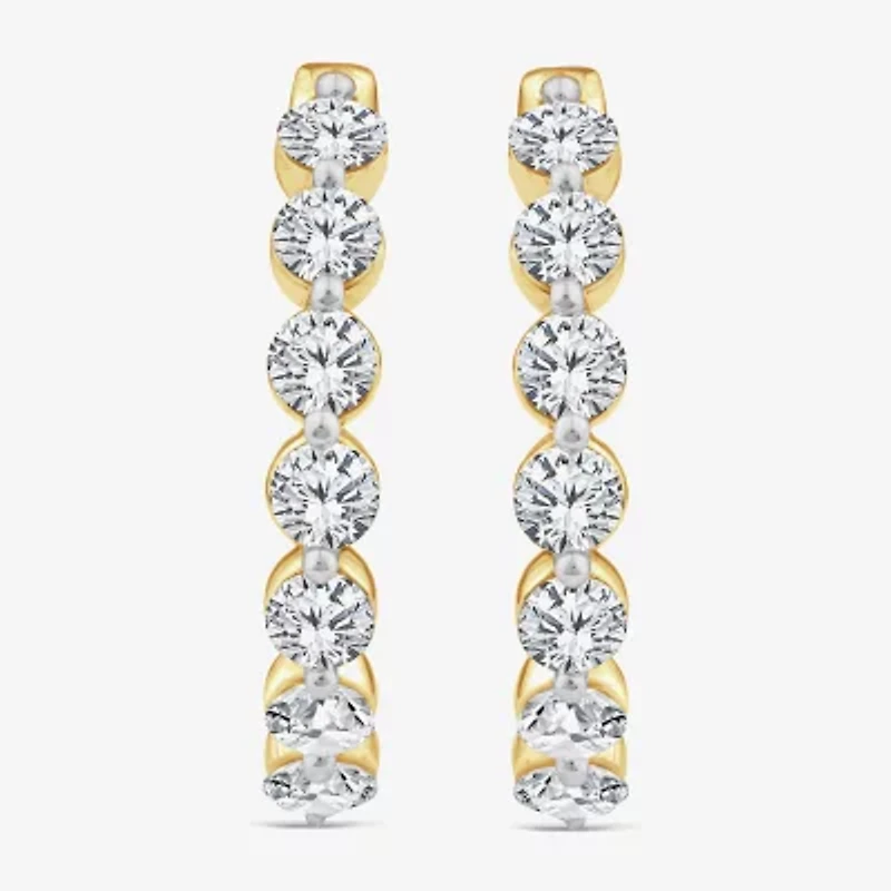 (F,Si2)				 Womens 2 CT. T.W. Lab Grown White Diamond 10K Gold 17.2mm Hoop Earrings