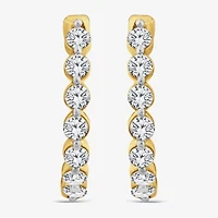 (F/ Si2) Womens 1 CT. T.W. Lab Grown White Diamond 10K Gold 13.9mm Hoop Earrings