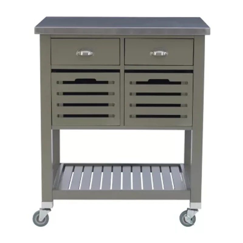 Robbin Stainless Steel-Top Kitchen Cart